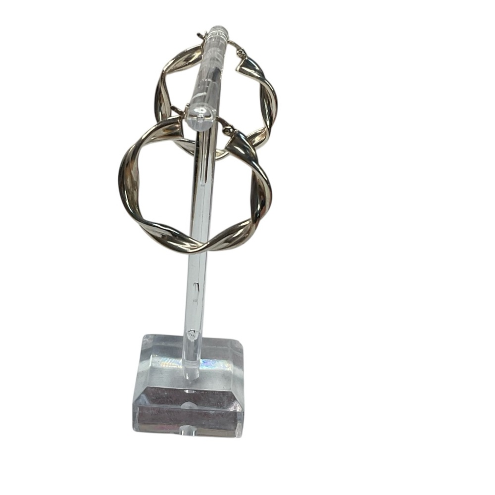 Sterling Silver Chunky Twisted Statement Hoop Ear… - image 5